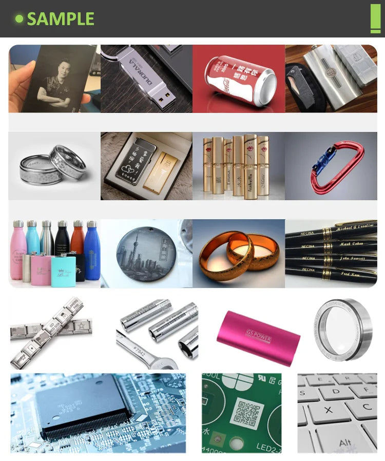 Small desktop fibre laser marking machine 20W 30W 50W for metal stainless steel nameplates and laser engraving.