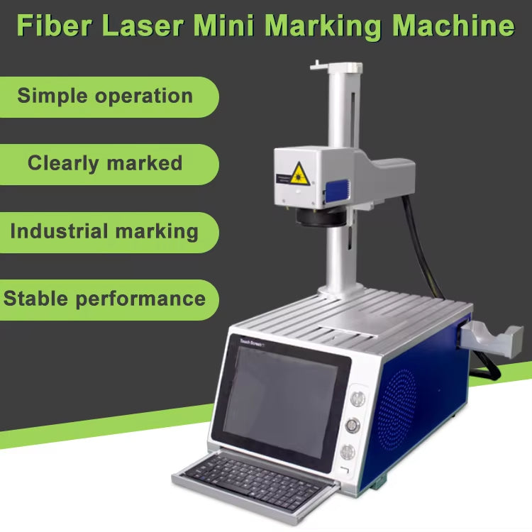 Small desktop fibre laser marking machine 20W 30W 50W for metal stainless steel nameplates and laser engraving.
