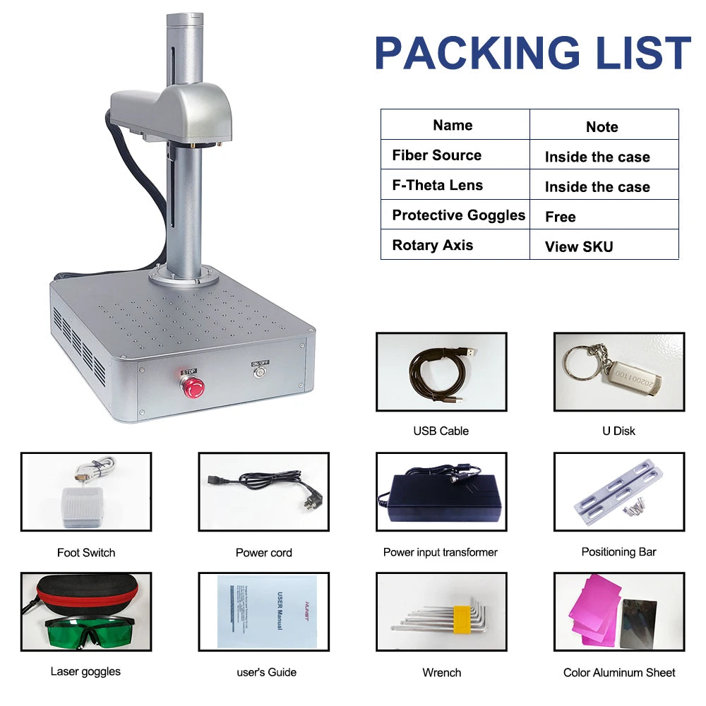 20W 30W 50W Fiber Laser Marking Machine Industrial Portable Compact Engraving Machine for Engraving Metal Jewelry Plastic