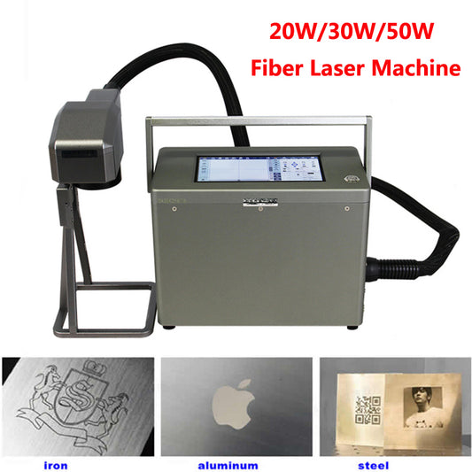 Handheld 50W Fiber Laser Nameplate Marking Machine 30W 20W Align System Scanner for PVC Plastic Stainless Steel Metal Engraving