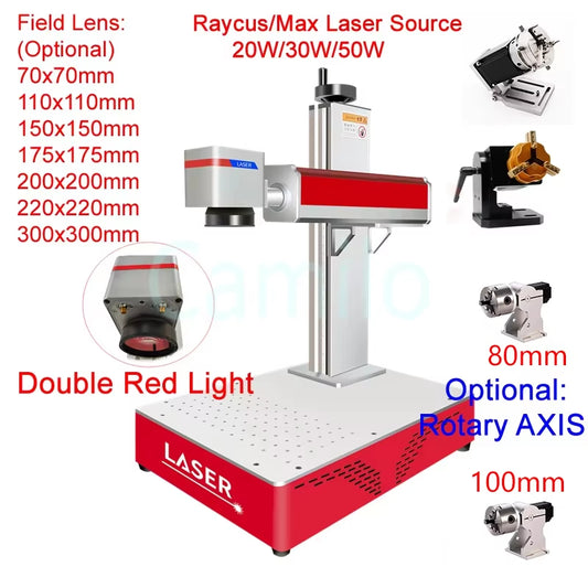 Raycus 50W Fiber Laser Marking Machine, 30W Laser Engraver, Signal Plate Engraving, Metal Engraving for PVC Plastic, Stainless Steel