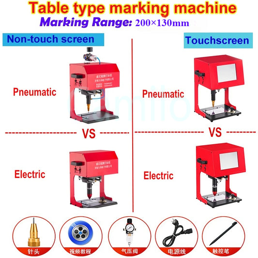 200 * 130mm Pneumatic Marking /Electricity Marking Machine Desktop Car Nameplate Marking Machine Metal Parts Engraving Machine