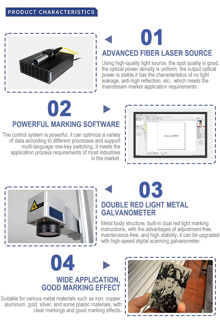 Desktop Fiber Laser Marker Machine 20W 30W 50W Mini Laser Engraving Machine Stainless Steel Aluminum Copper Brass Iron