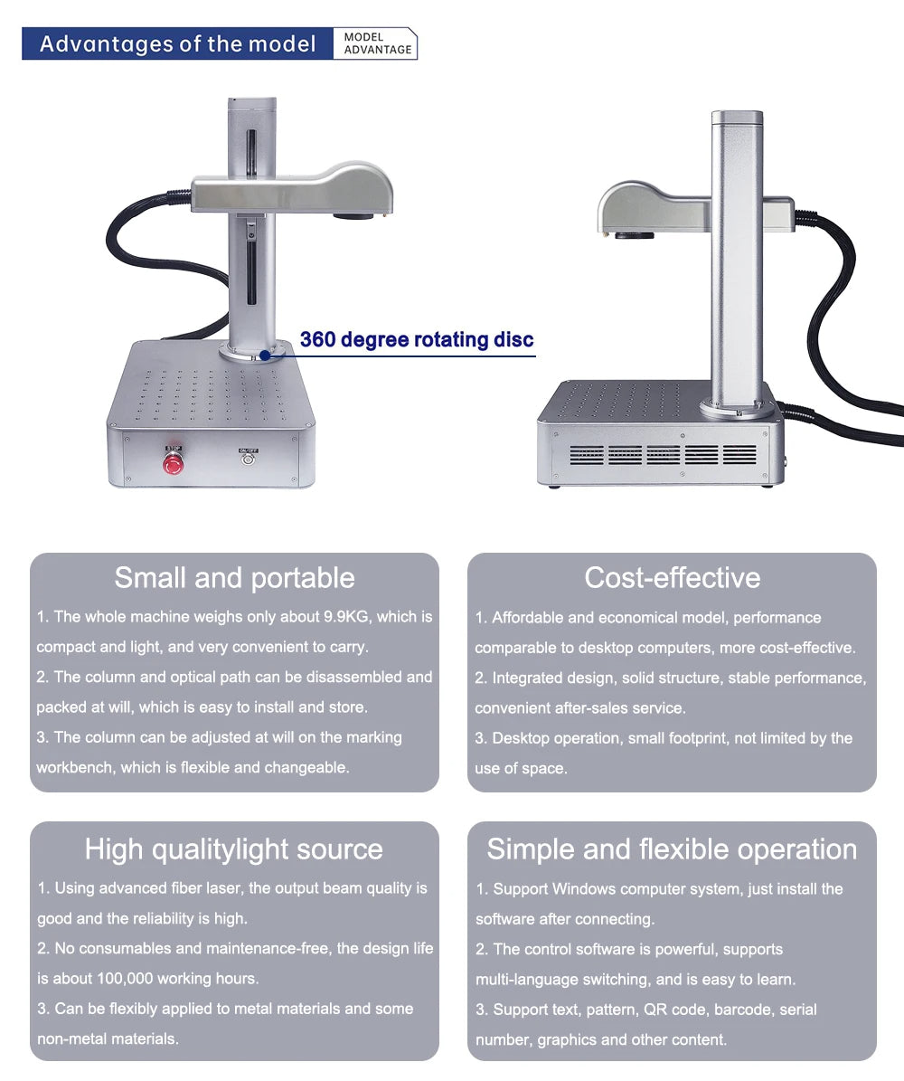 20W 30W 50W Fiber Laser Marking Machine Industrial Portable Compact Engraving Machine for Engraving Metal Jewelry Plastic
