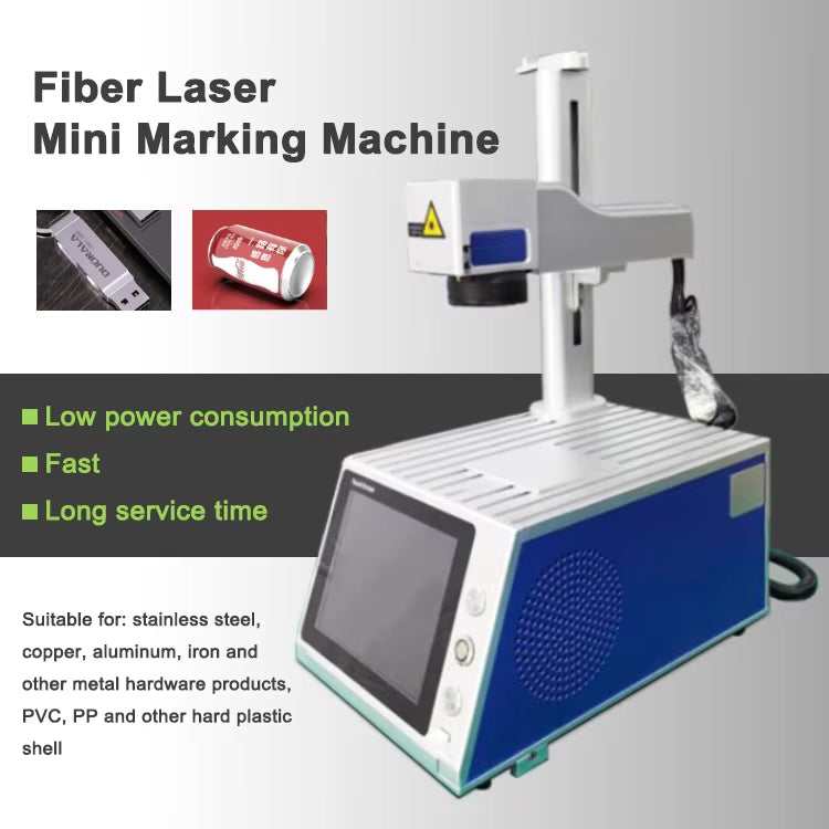 Small desktop fibre laser marking machine 20W 30W 50W for metal stainless steel nameplates and laser engraving.
